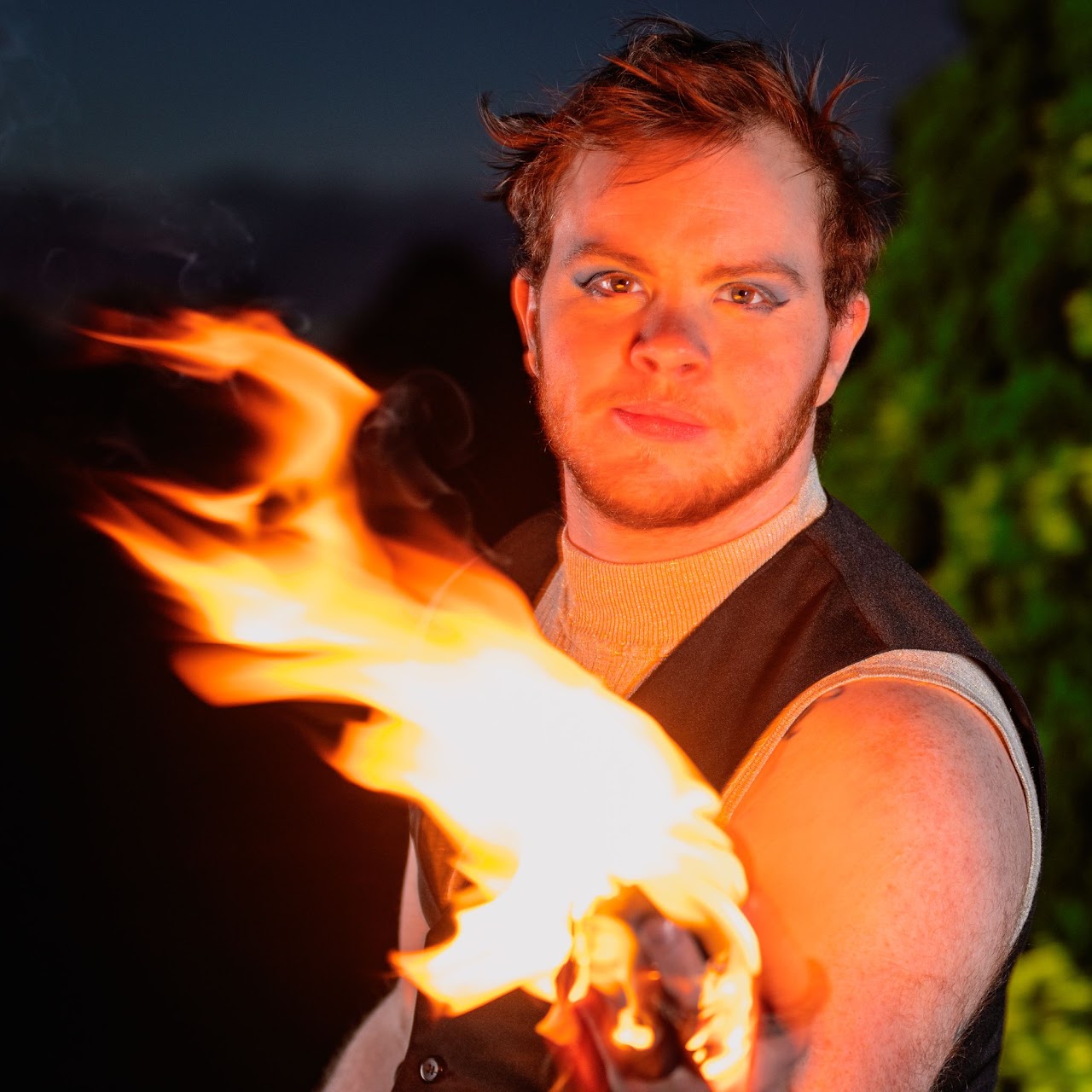 CU Circus Collective performer with fire
